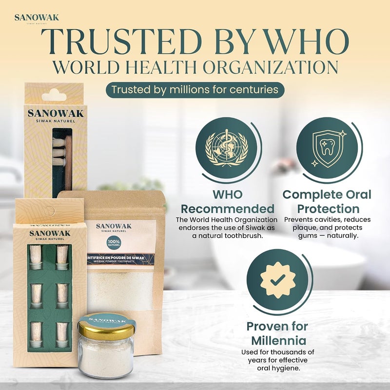 Black Zeitoun Miswak / 100% natural Siwak – 5 Olive Wood Toothbrushes with FREE Plastic Holder | Teeth Whitening & Oral Care | 100% Chewable & Antibacterial | Eco-Friendly & Vacuum Sealed - Image 5