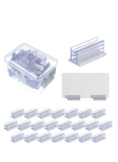 Y&D Self Adhesive Acrylic Panels Holder, 100PCS Sign Holder Plastic Ticket Clear for Fastening and Lining up Tags Cards, Clips Sneeze Guard, Photos, Memos, Pictures Display  - Image 1