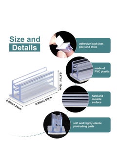 Y&D Self Adhesive Acrylic Panels Holder, 100PCS Sign Holder Plastic Ticket Clear for Fastening and Lining up Tags Cards, Clips Sneeze Guard, Photos, Memos, Pictures Display  - Image 2