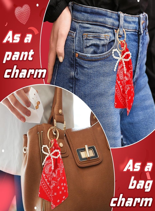 Remuuly Bag Charm for Women Western Bandana Bow Pearl Heart Charm Fashion Hip Hop Punk Bags Charms for Bag Tote Accessories(Pearl Bow) - Image 4