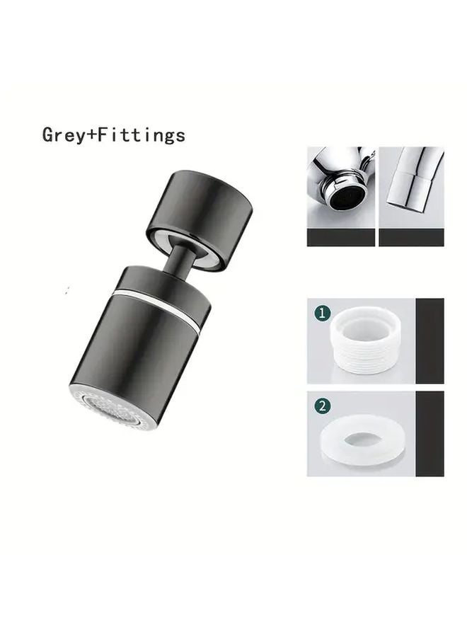 Gray 360 Rotating Multi Functional Water Sprayer Splash Guard Water Saving Extended Spout - Image 1