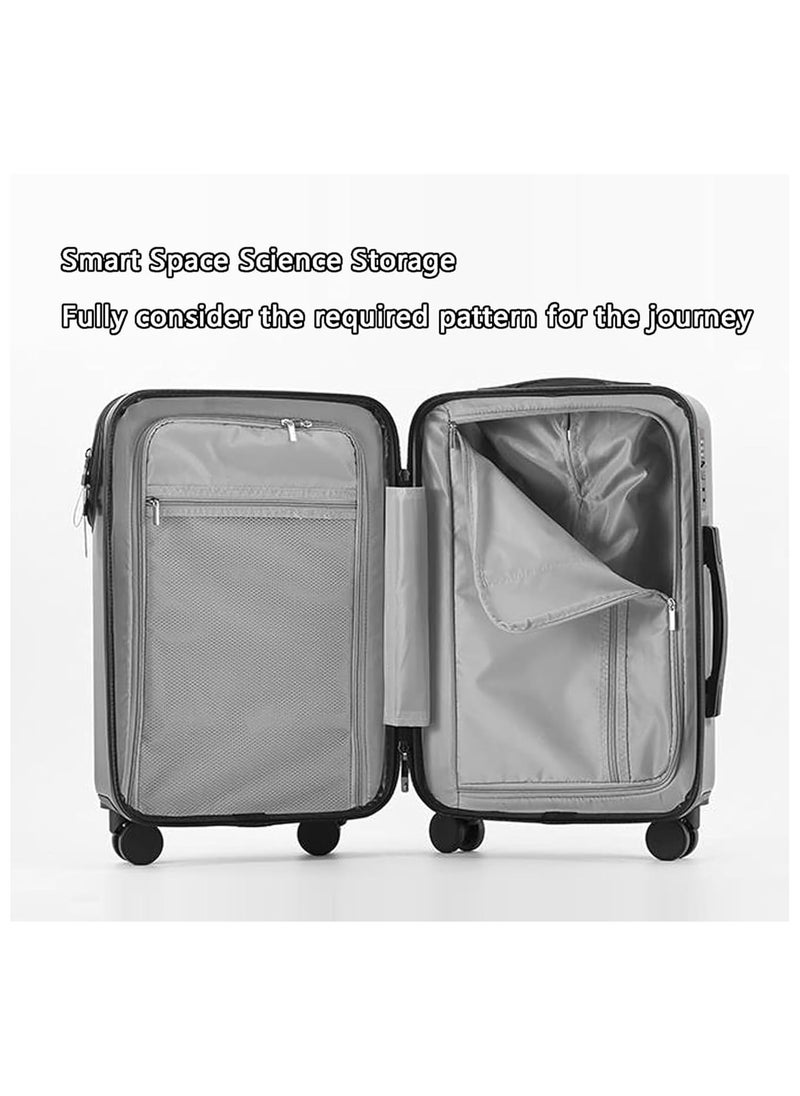 Piccasio Carry-On Luggage with Combination Lock, Carry on Suitcase with 4 Spinner Wheels, Travel Luggage Bag - Front Laptop Compartment, Alloy Pull Rod, USB Charging Port  - Image 4