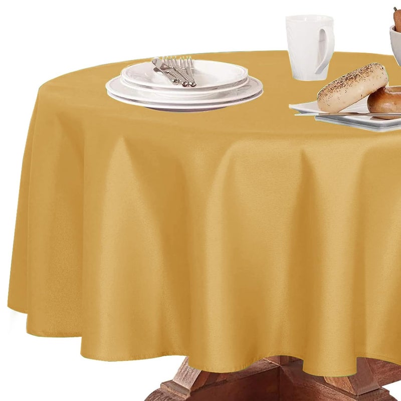 Obstal Obstal 210GSM Round Table Cloth  Oil-Proof Spill-Proof and Water Resistance Microfiber Tablecloth  Decorative Fabric Circular Table Cover for Outdoor and Indoor Use (Gold  108 Inch Diameter)  - Image 5