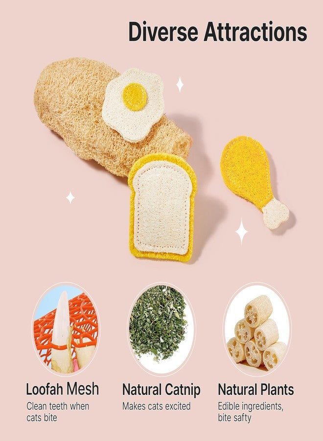 Potaroma Loofah Cat Chew Toys with Catnip and Silvervine, 3PCS Interactive Kitten Loofa Dental Teething and Biting Catnip Toys for Cat's Dental Cleaning, 3.2 Inches - Image 2