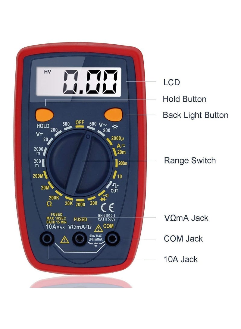 SYOSI Multimeter Tester, 2000 Counts Digital Multimeter, Smart Digital Voltage Tester with DC/AC Voltmeter & Ohm Volt Amp Meter for Measuring Voltage, Current, Resistance, Tests Live Wire, Continuity