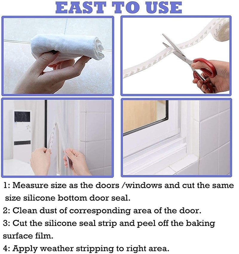Praxon Praxon Silicone Door and Window Sealing Tapes Transparent Door Strips Door Weather Seal Bottom Door Seal Rubber Door Tape for InsectsSound Proof and Stop air 3 Meter  - Image 5
