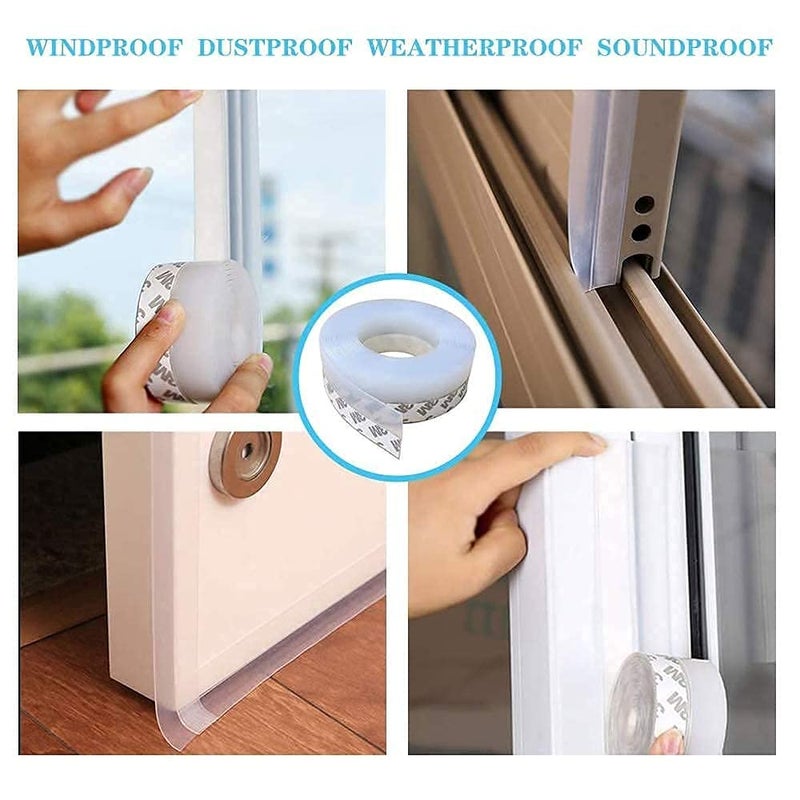 Praxon Praxon Silicone Door and Window Sealing Tapes Transparent Door Strips Door Weather Seal Bottom Door Seal Rubber Door Tape for InsectsSound Proof and Stop air 3 Meter  - Image 4
