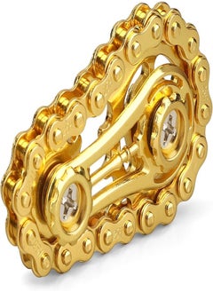 Spinner Bike Chain Gear Shape Fidget Spinner for Stress Relief, Metal Sprocket Chain Fidget Toy for Kids Adults, Kinetic Desk Toy Novelty Hand Finger Spinner for Anti-Anxiety, Cool Toy Gift for Kids Adults (Gold)  - Image 1