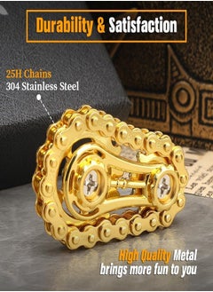 Spinner Bike Chain Gear Shape Fidget Spinner for Stress Relief, Metal Sprocket Chain Fidget Toy for Kids Adults, Kinetic Desk Toy Novelty Hand Finger Spinner for Anti-Anxiety, Cool Toy Gift for Kids Adults (Gold)  - Image 3