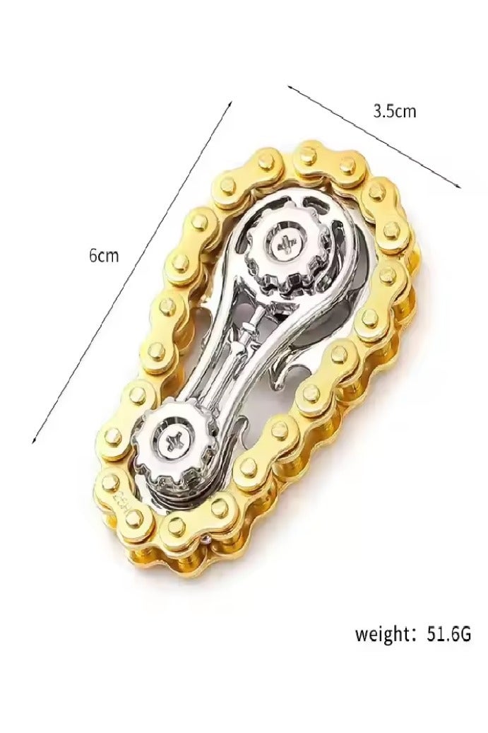 Spinner Bike Chain Gear Shape Fidget Spinner for Stress Relief, Metal Sprocket Chain Fidget Toy for Kids Adults, Kinetic Desk Toy Novelty Hand Finger Spinner for Anti-Anxiety, Cool Toy Gift for Kids Adults (Gold) - Image 2