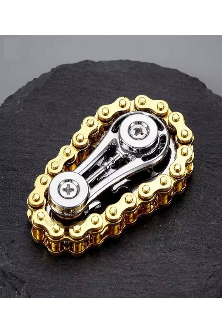 Spinner Bike Chain Gear Shape Fidget Spinner for Stress Relief, Metal Sprocket Chain Fidget Toy for Kids Adults, Kinetic Desk Toy Novelty Hand Finger Spinner for Anti-Anxiety, Cool Toy Gift for Kids Adults (Gold) - Image 4