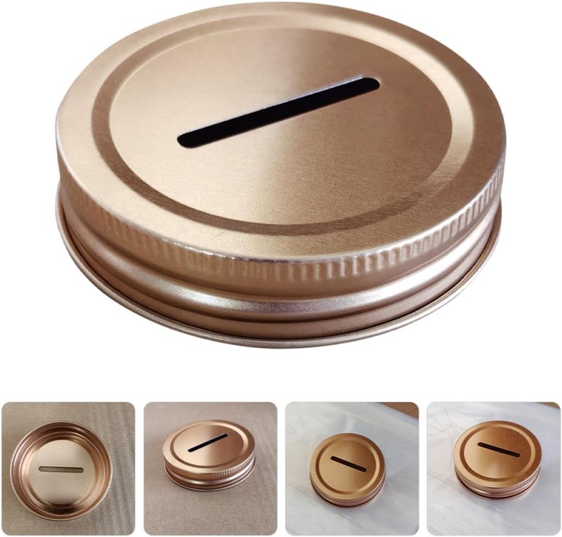 12pcs 70mm Mason Jar Money Saving Piggy Bank Lids Light Gold Tinplate Leakproof Sealing Covers for Wide Mouth Canning Jars Home Coin Storage - Image 3