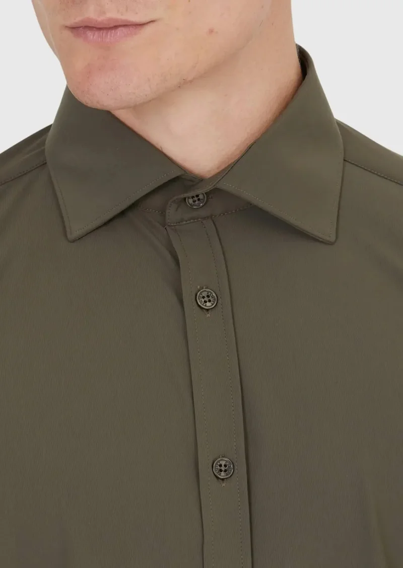 RAMSEY Khaki Plain Regular Fit Weaving Classical Shirt