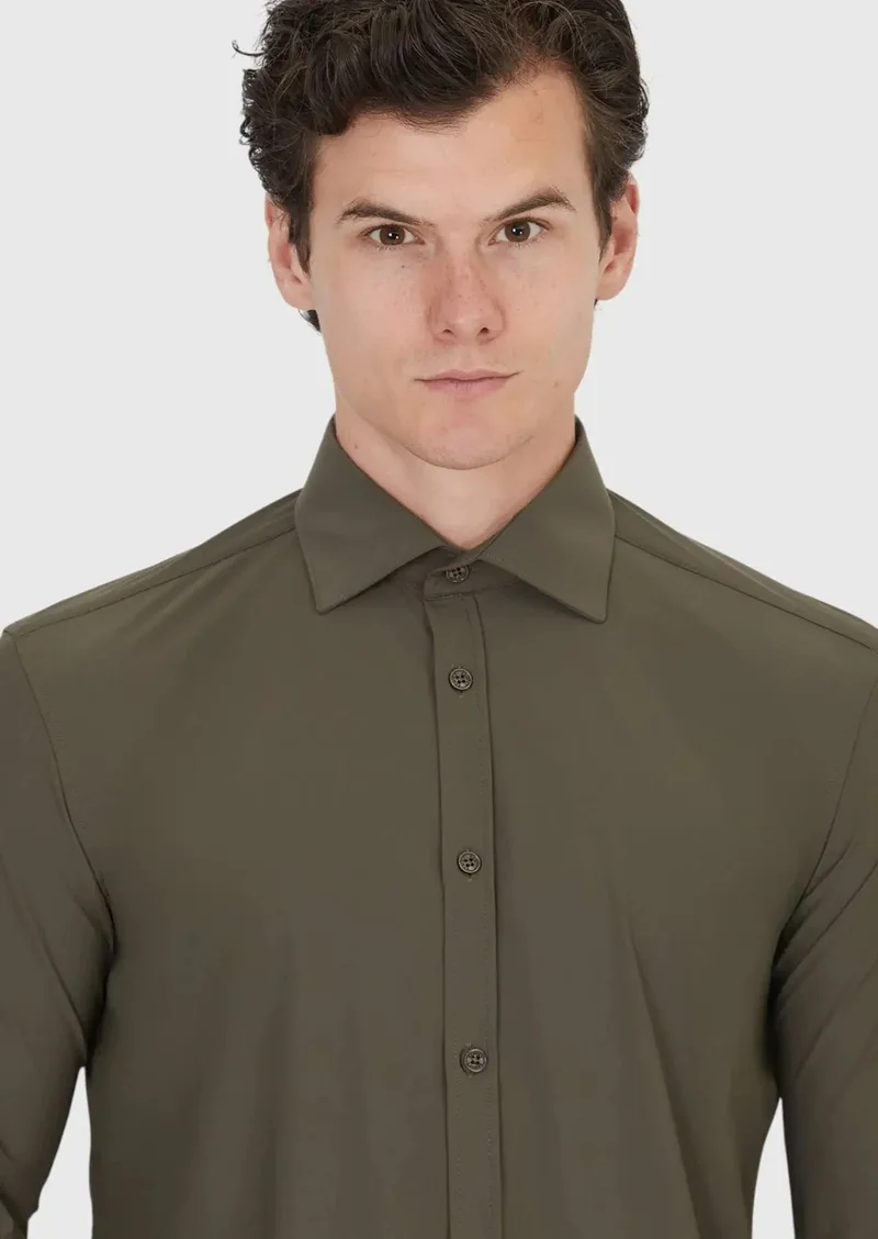 RAMSEY Khaki Plain Regular Fit Weaving Classical Shirt