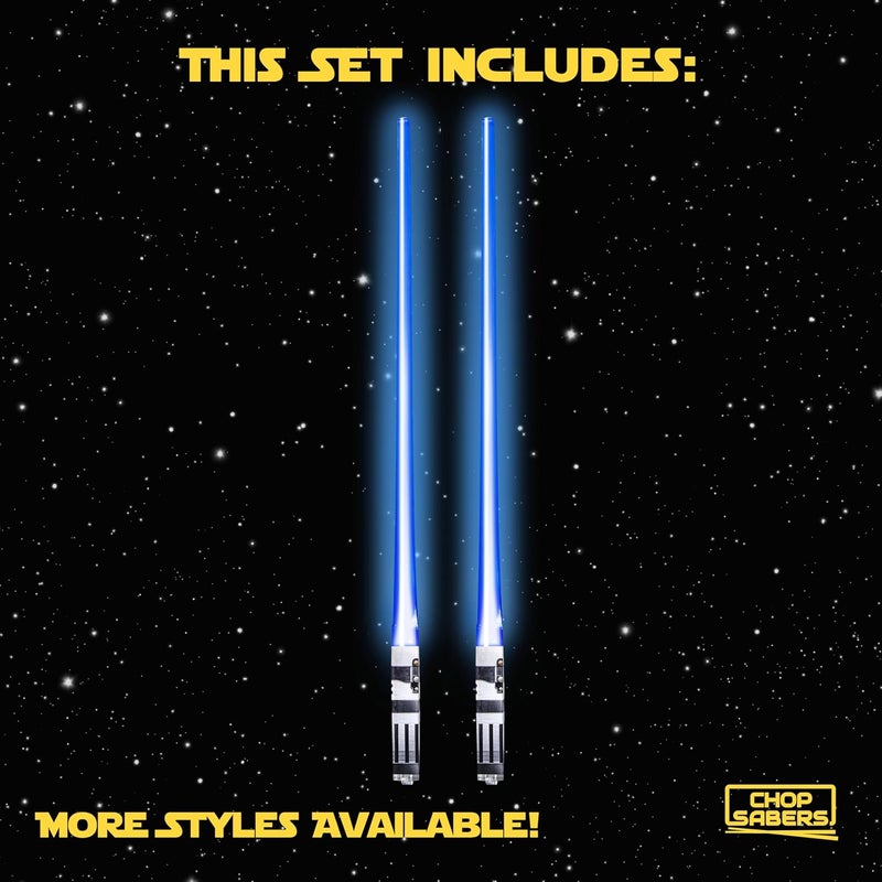 ChopSabers Lightsaber Chopsticks Light Up - LED Glowing Light Saber Star Wars Chop Sticks - Reusable Sushi Lightup Sabers Chopstick Set Of 1 Blue Pair - Image 4
