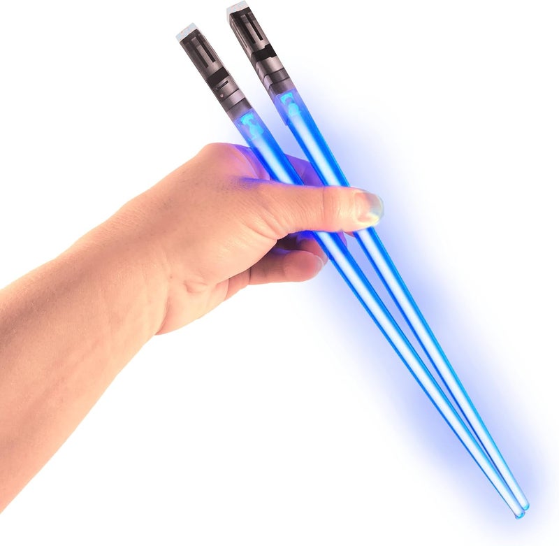 ChopSabers Lightsaber Chopsticks Light Up - LED Glowing Light Saber Star Wars Chop Sticks - Reusable Sushi Lightup Sabers Chopstick Set Of 1 Blue Pair - Image 1