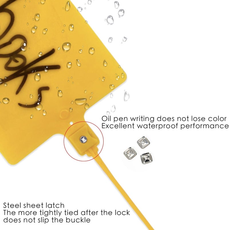 Coobbar Durable Waterproof Plastic Shipping Tags, 200-Pack, Writable Security Seals, Labeling Hang Tags & Marker Ties for Storage (Yellow) - Image 3