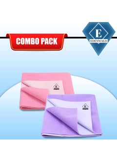 Edenwald Edenwald Waterproof Quick Dry Sheet Pack of 2 Baby Sheets PinkPurple_XLarge 200cm x 140cm  - Image 2