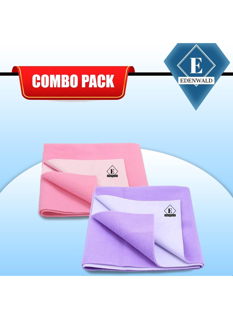 Edenwald Edenwald Waterproof Quick Dry Sheet Pack of 2 Baby Sheets PinkPurple_XLarge 200cm x 140cm  - Image 2
