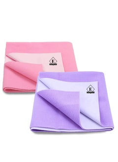 Edenwald Edenwald Waterproof Quick Dry Sheet Pack of 2 Baby Sheets PinkPurple_XLarge 200cm x 140cm  - Image 1