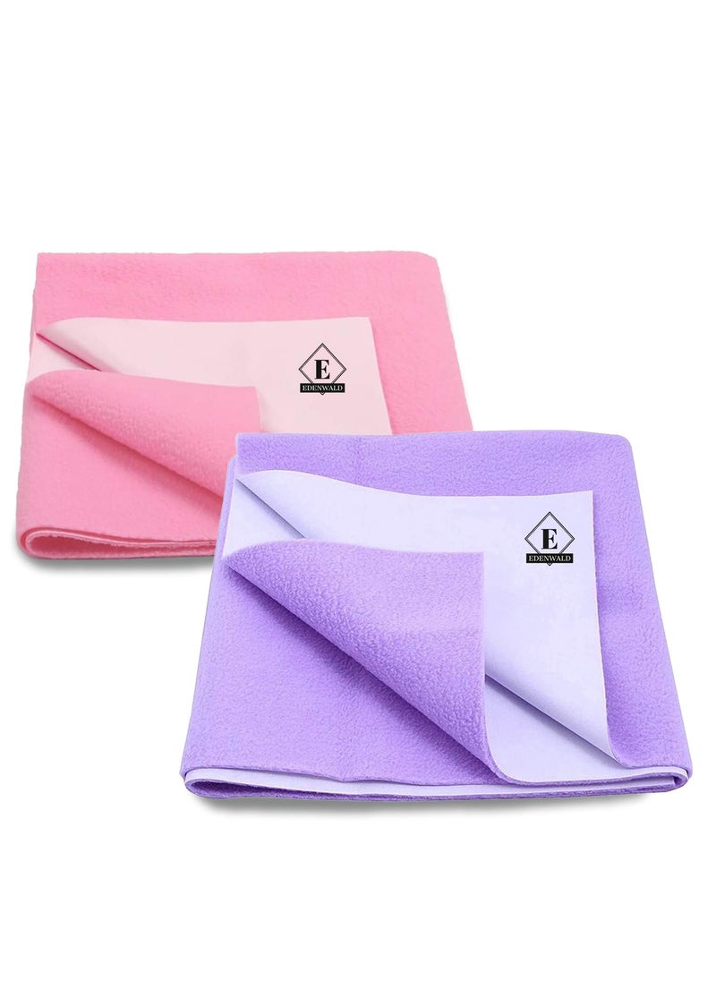 Edenwald Edenwald Waterproof Quick Dry Sheet Pack of 2 Baby Sheets PinkPurple_XLarge 200cm x 140cm  - Image 1