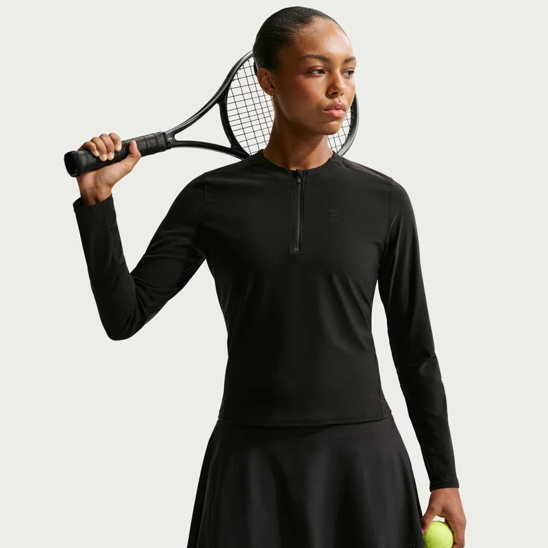 Nike Black Women's NikeCourt Advantage Dri-FIT Mid-Layer Tennis Top for Women | Best Price UAE