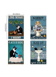SYOSI Funny Black Cat Vintage Metal Tin Signs, Vintage Wall Art Decoration Poster Art Print Decor Bathroom Decor Cat Bathroom Poster 8x12 in  - Image 2