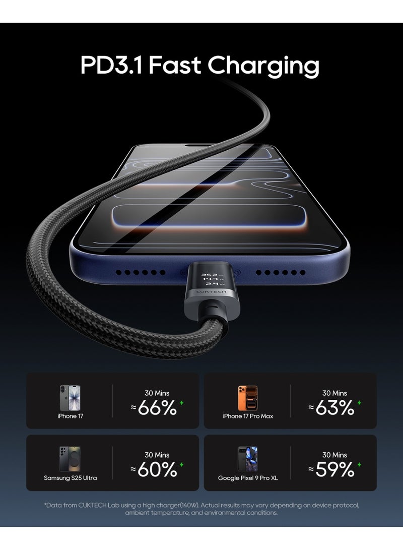 CUKTECH 6 USB C to USB C Cable, Smart Screen 240W Fast Charging Type C Cord, 2.0 m - Image 3