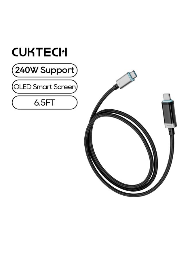 CUKTECH 6 USB C to USB C Cable, Smart Screen 240W Fast Charging Type C Cord, 2.0 m - Image 1