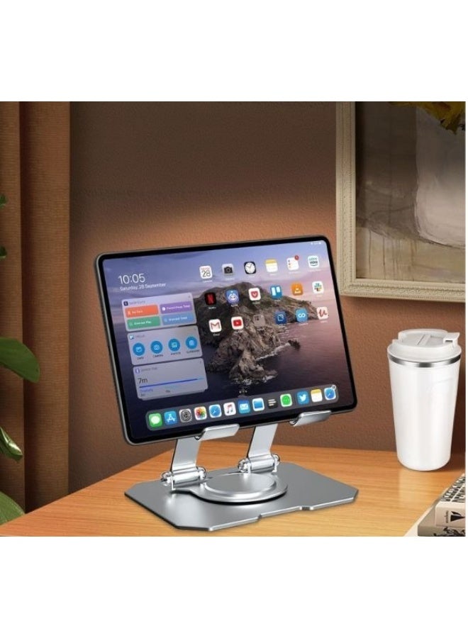 360° Rotating Foldable Tablet Stand for Desk – Adjustable Angle and Height – Aluminum Alloy Base – Compatible with Phones and Tablets up to 12 Inch - Image 2
