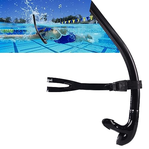 Focevi Swim Snorkel for Lap Swimming,Adult Swimmers Snorkeling Gear for Swimming Snorkel Training in Pool and Open Water,Snorkle Center Mount Silicone Mouthpiece One-Way Purge Valve - Image 1
