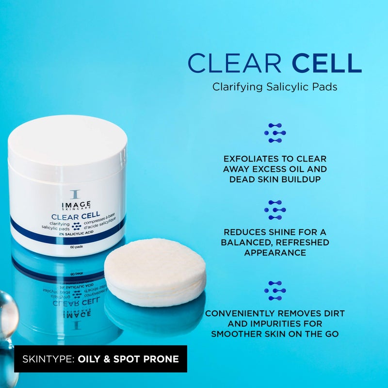 IMAGE Skincare, CLEAR CELL Salicylic Clarifying Pads, Exfoliating Wipes to Clarify Pores for Oily Prone Skin, 60 Pads - Image 2