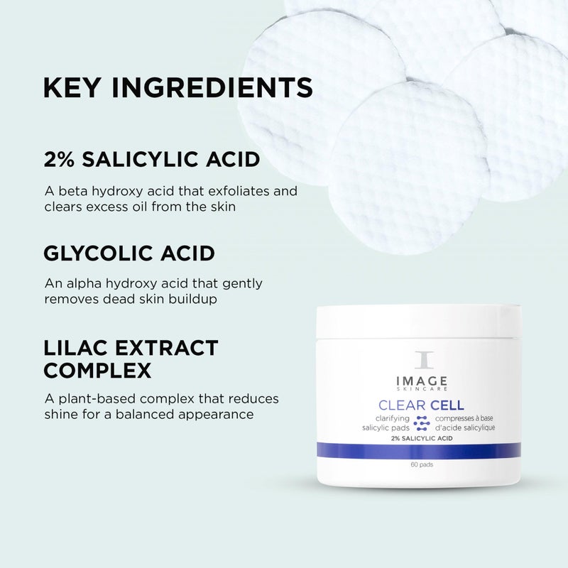 IMAGE Skincare, CLEAR CELL Salicylic Clarifying Pads, Exfoliating Wipes to Clarify Pores for Oily Prone Skin, 60 Pads - Image 5