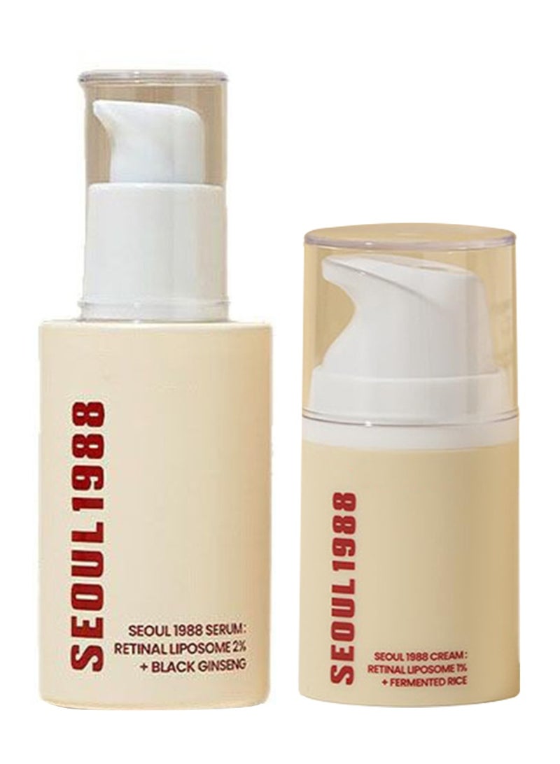 مجموعة مكافحة التجاعيد: سيروم SEOUL 1988: ريتينال ليبوسوم 2% + الجينسنغ الأسود، 30 مل/1.01 أونصة سائلة، كريم SEOUL 1988: ريتينال ليبوسوم 1% + الأرز المخمر، 50 مل/1.69 أونصة سائلة. - Image 1
