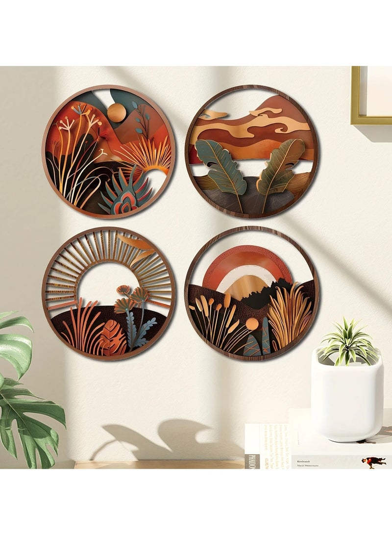 4 Hollowed-out country farmhouse wall art decoration, Bohemian wall hanging sculpture, living room, bedroom, country courtyard, housewarming gift - Image 1