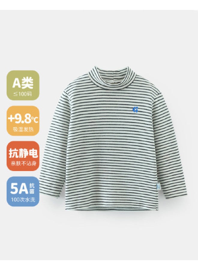 Baby Base Layer Shirt Boys Half-turtleneck T-shirt Striped Warm Top Children's Inner Wear Winter Girls - Image 1