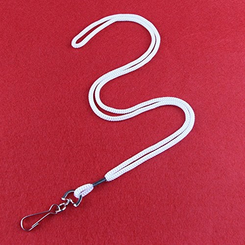 HOSL 100 Pack Badge Lanyards Office Lanyard ID Card Lanyards Business Card Lanyards Students Lanyards Employee Lanyards Round 36" With Swivel Hook (White) - Image 2