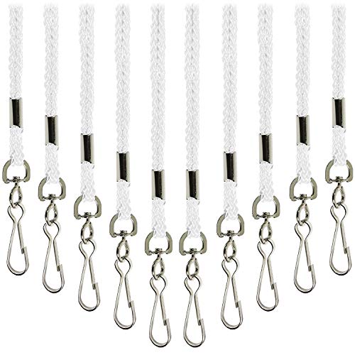 HOSL 100 Pack Badge Lanyards Office Lanyard ID Card Lanyards Business Card Lanyards Students Lanyards Employee Lanyards Round 36" With Swivel Hook (White) - Image 4