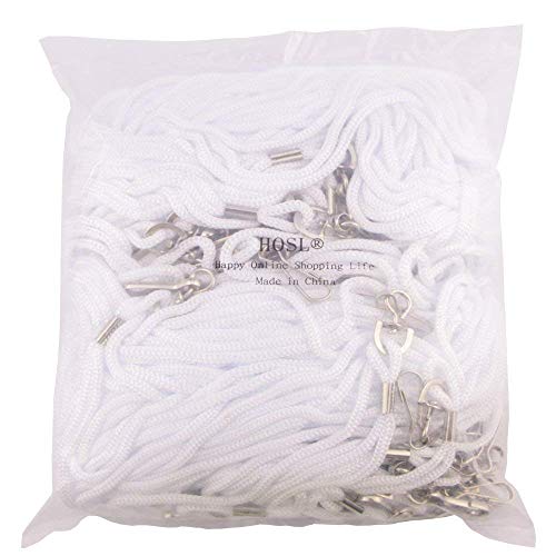 HOSL 100 Pack Badge Lanyards Office Lanyard ID Card Lanyards Business Card Lanyards Students Lanyards Employee Lanyards Round 36" With Swivel Hook (White) - Image 5