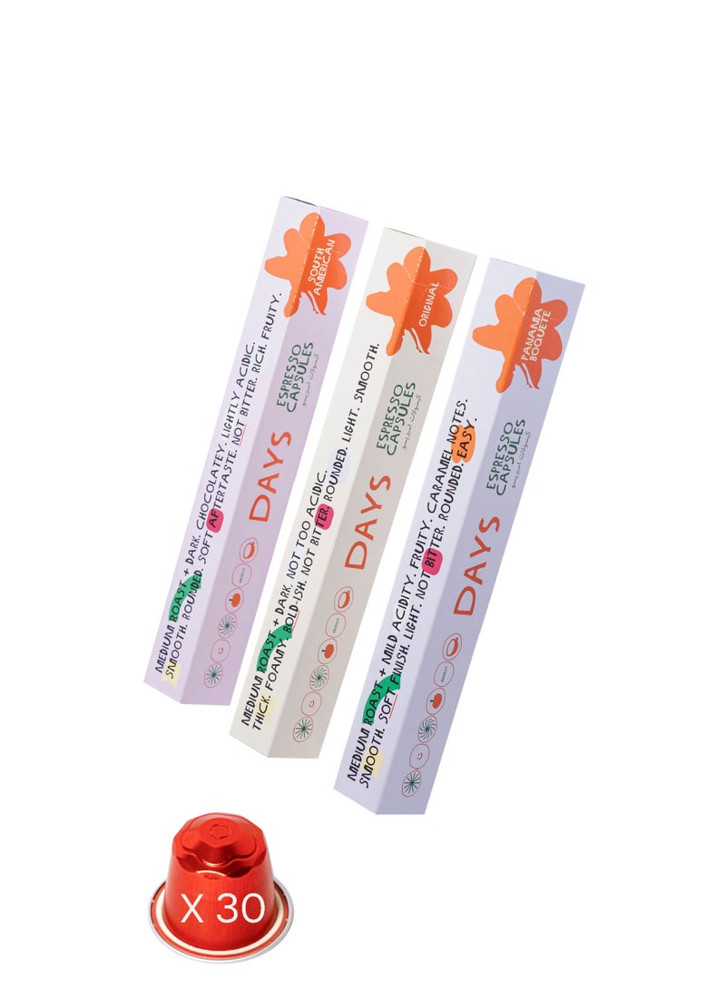 The Trio - Espresso Capsule Combo | Original Blend | Panama Boquete | South American Blend | (10 count *3 / 55g*3) x1