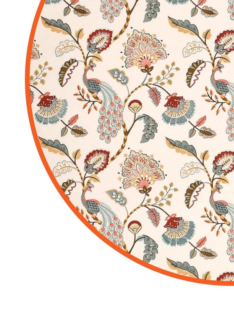 Clasiko 100% Cotton 6 Seater Round Table Cover; 72x72 Inches; Multicolor Peacock - Image 4