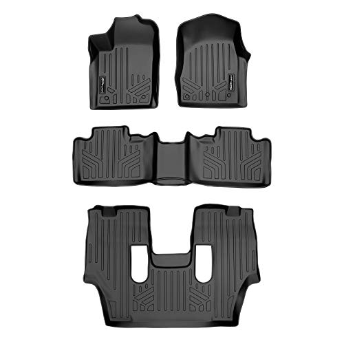 MAX LINER MAXLINER Floor Mats 3 Row Liner Set Black for 2013-2016 Dodge Durango with Front Row Dual Floor Hooks and 2nd Row Bucket Seats - Image 1