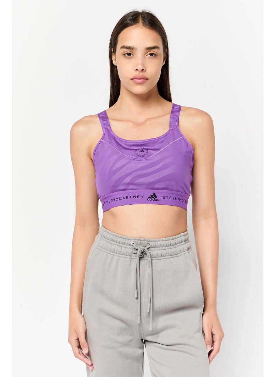 Adidas Adidas x Stella McCartney Women Graphic Printed Padded Sports Bra, Purple  - Image 1