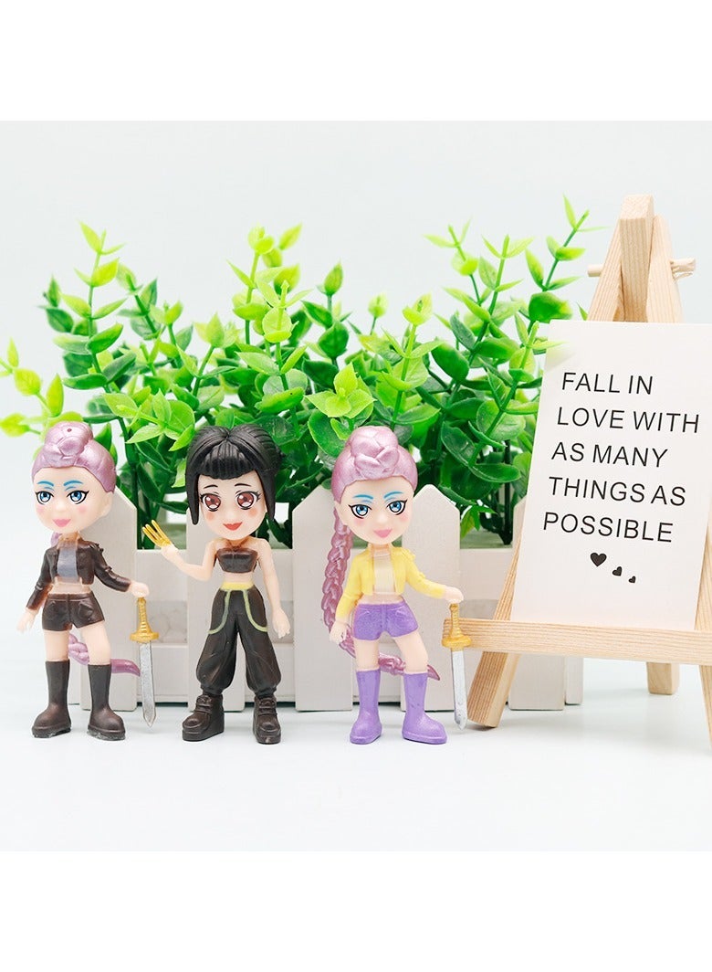 general K-POP: Demon-Hunting Girl Group 8-Piece Set Figurines Detailed Reproduction Can Be Used as Cake Decorations - Image 3