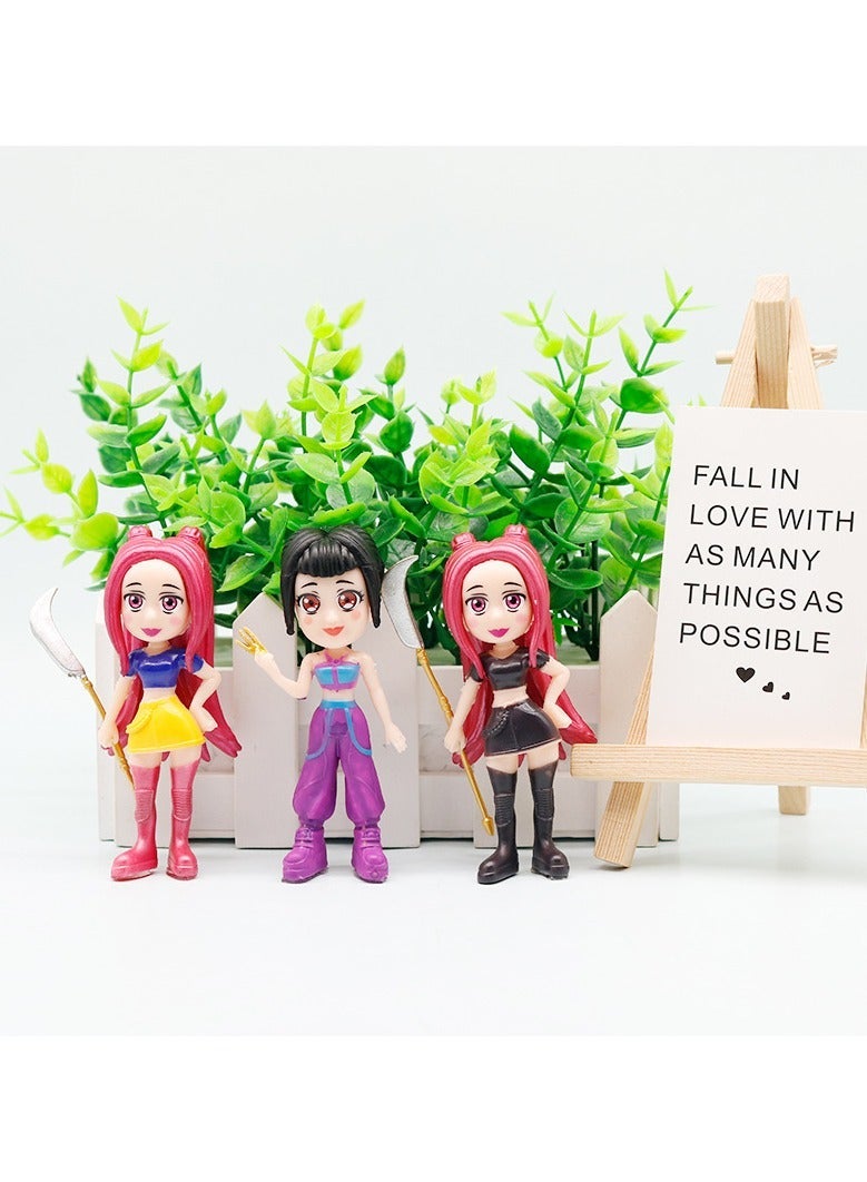 general K-POP: Demon-Hunting Girl Group 8-Piece Set Figurines Detailed Reproduction Can Be Used as Cake Decorations - Image 2