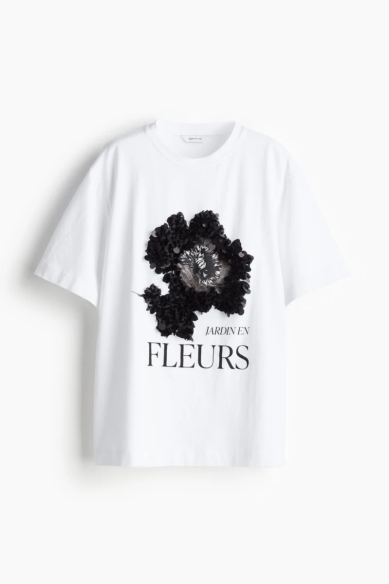 اتش اند ام تي-شيرت بتطريزات