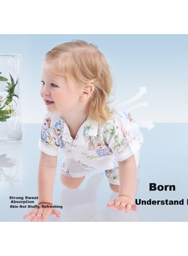 Beptides Beipes Mint Baby Romper Short Sleeve Summer Thin Breathable Bamboo Cotton Gauze Newborn Baby Pajamas - Image 1