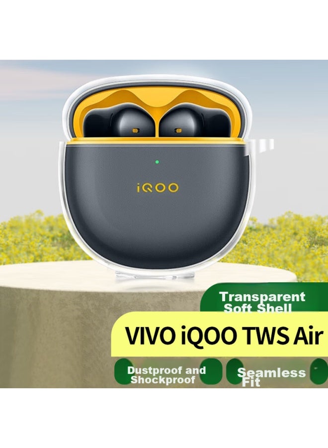 Masentek حافظة حماية لسماعات الأذن، متوافقة مع سماعات فيفو إيكو تو واي إس إير برو بلوتوث 2/3، حافظة شحن TPU، صندوق تخزين سيليكون، غطاء واقي ناعم، شفاف - Image 1