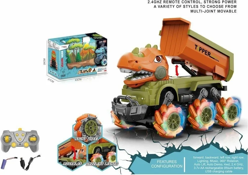 فارديم اوينجاك Vardem Toys YJ-078-4 Remote Control Sound and Light Dinosaur -Vardem