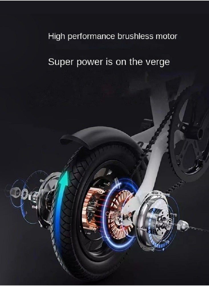 Gasin Adult Electric Folding Bicycle With 400W Motor And 50km Range, Electric Bicycle With 14-inch Vacuum Shock-absorbing tires, Suitable For Commuting, Beach, Snow, Mountain Electric Scooters.  - Image 4